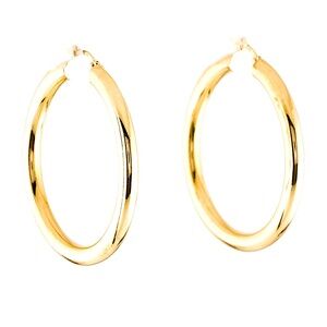 14K Yellow Gold (stamped Italy 585)  1.5” Hoop Earrings. Weigh almost 6 grams